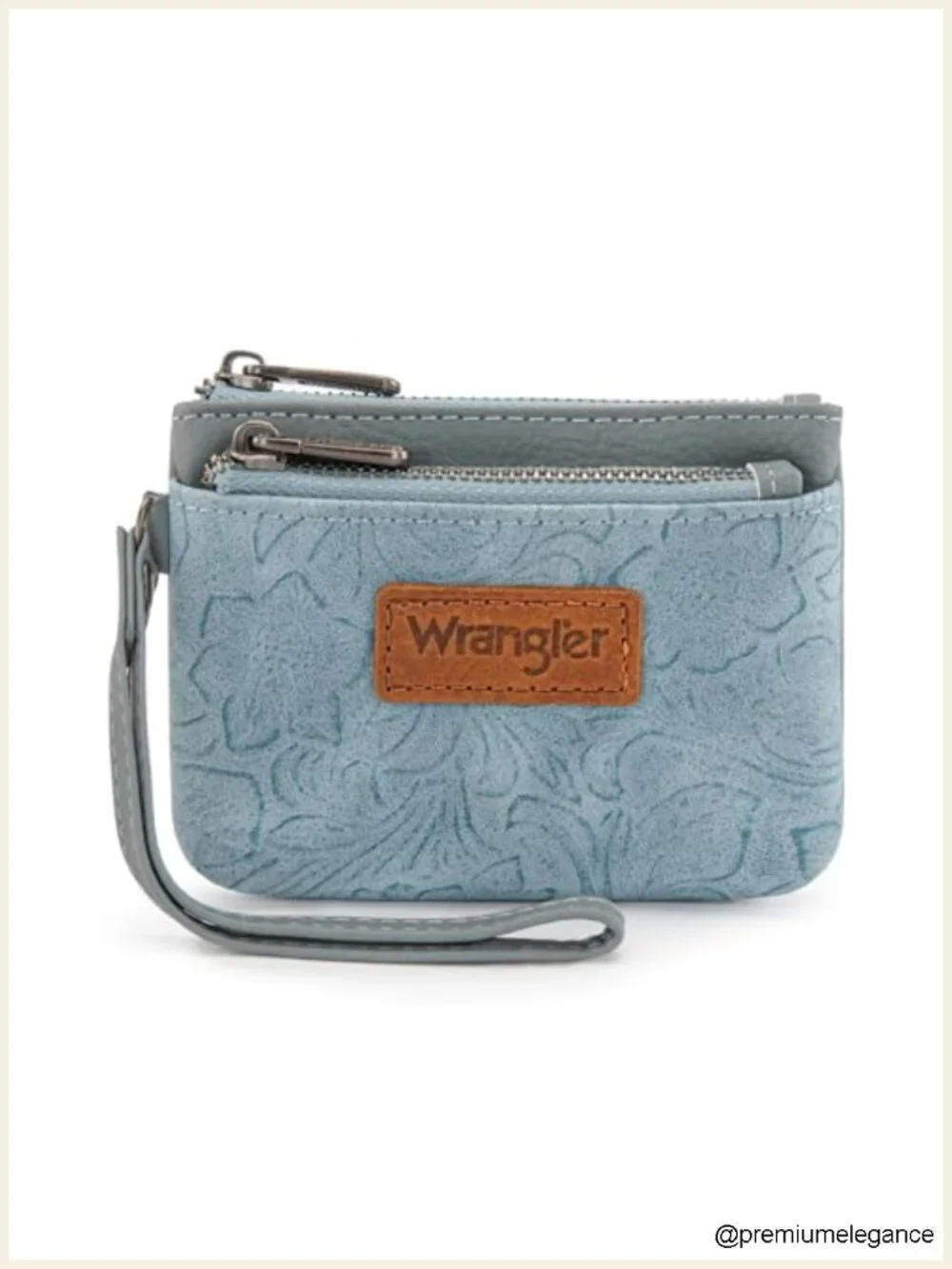 Vegan Leather Coin Purse with RFID Blocking Wristlet Floral Embossed Change